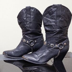 Dingo Olivia DI 522 size 9M Women Black Leather Mid Calf Boot